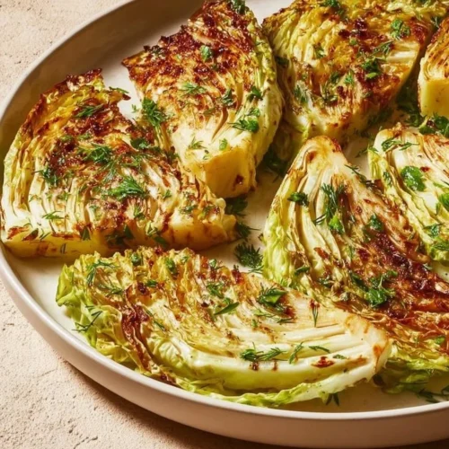 Delicious melted cabbage dish served on a plate.
