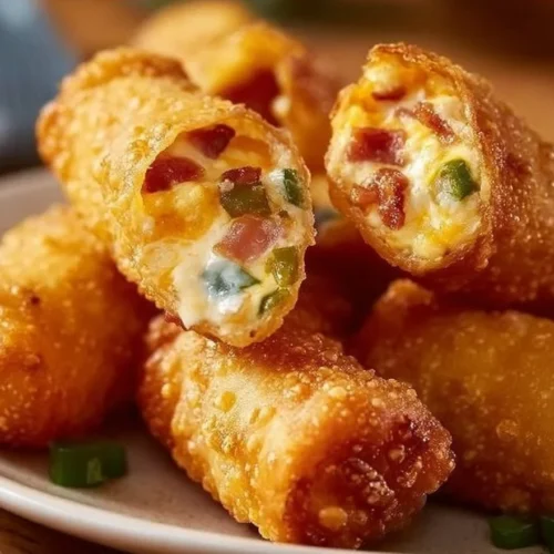 Crispy mini jalapeño popper egg rolls filled with cheese and jalapeños