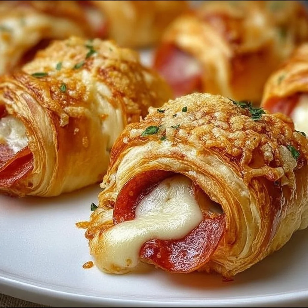 Delicious Mozzarella Beef Pepperoni Croissant Rolls for a savory snack