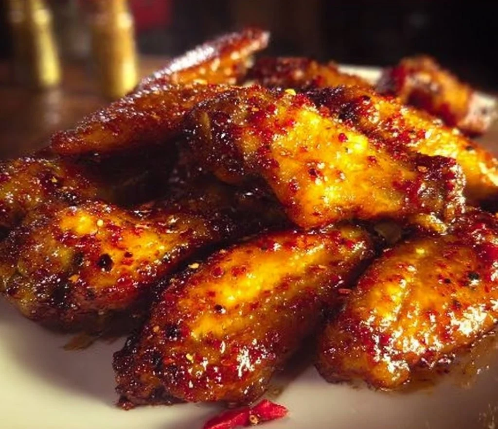 Pineapple Cowboy Candy Chicken Wings with a sweet and spicy glaze