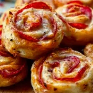 Homemade pizza rolls ready to be served as a tasty snack