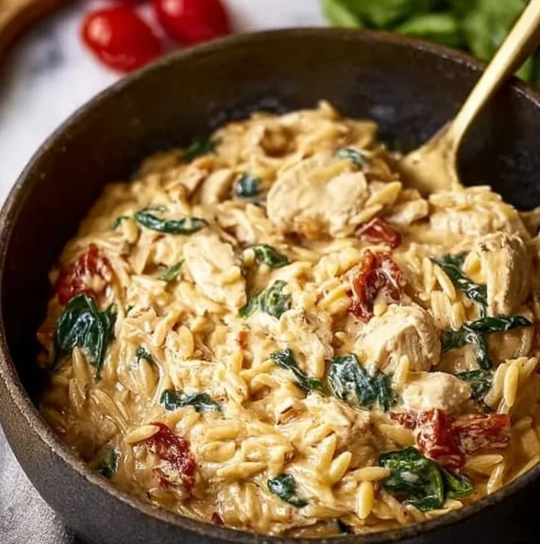 Slow Cooker Creamy Tuscan Chicken Orzo