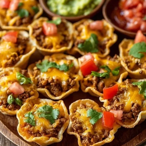 Plate of delicious Taco Ranch Bites ready to be served.