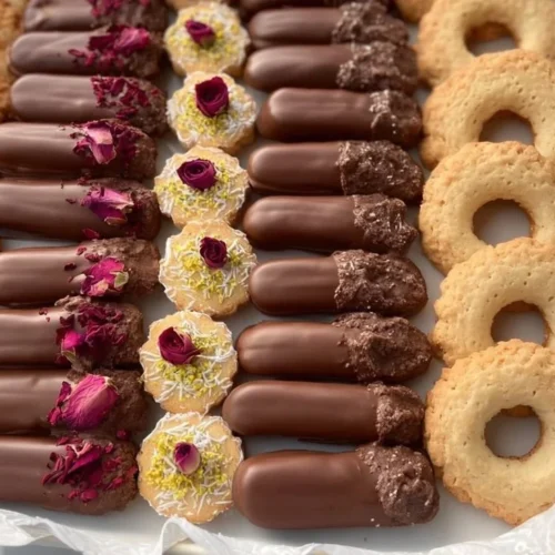 Three types of cookies made from a single dough for easy baking.