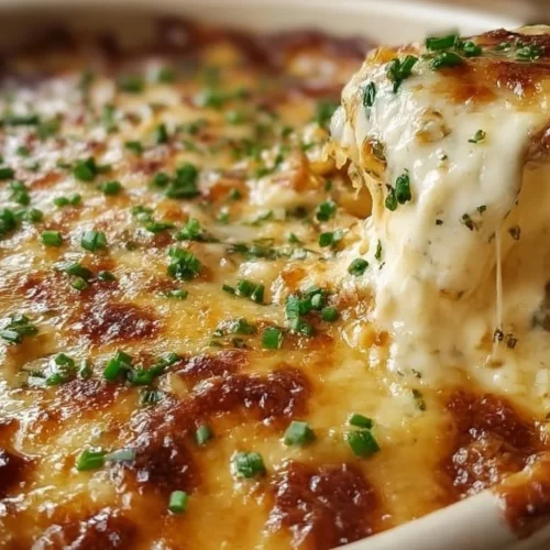 Creamy smoked gouda dip with caramelized onions served in a bowl.
