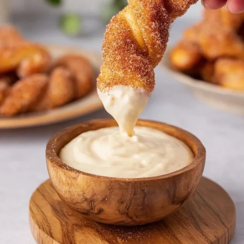 Delicious Air Fryer Cinnamon Sugar Twists served on a plate