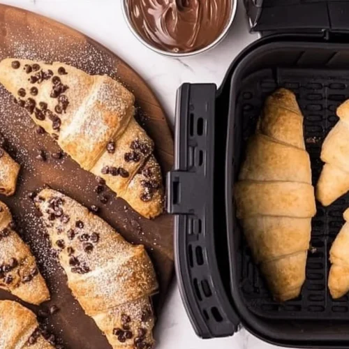 Delicious air fryer Nutella croissants ready to be enjoyed