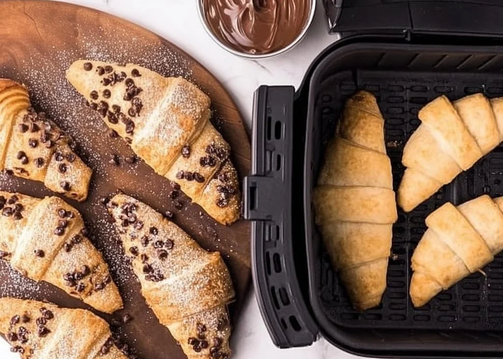 Delicious air fryer Nutella croissants ready to be enjoyed