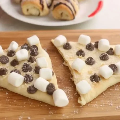 Air Fryer S'mores Crescent Rolls with marshmallows and chocolate in crispy dough