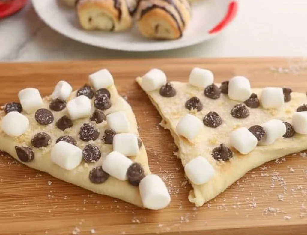 Air Fryer S'mores Crescent Rolls with marshmallows and chocolate in crispy dough
