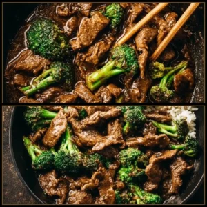 Beef and Broccoli Stir Fry with colorful vegetables on a plate