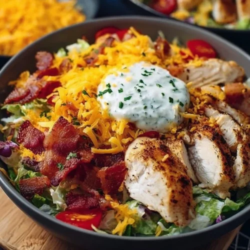 Delicious chicken bacon ranch keto bowl with fresh ingredients