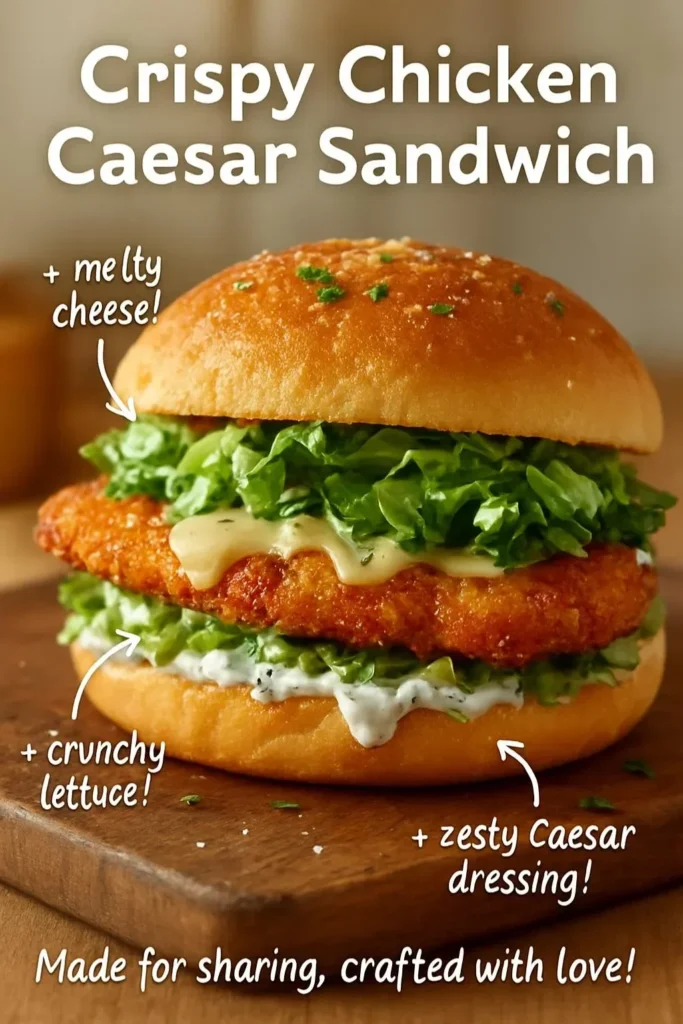 Crispy Chicken Caesar Sandwich with lettuce and parmesan cheese