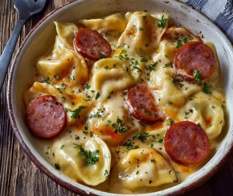 Crockpot Pierogi Casserole with Kielbasa