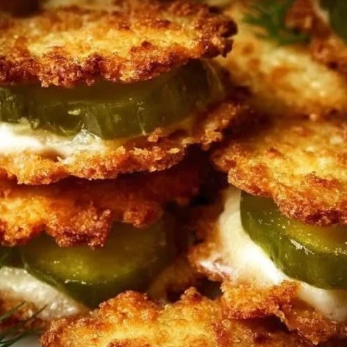 Dill pickle cheese bites with Ritz crackers on a plate.