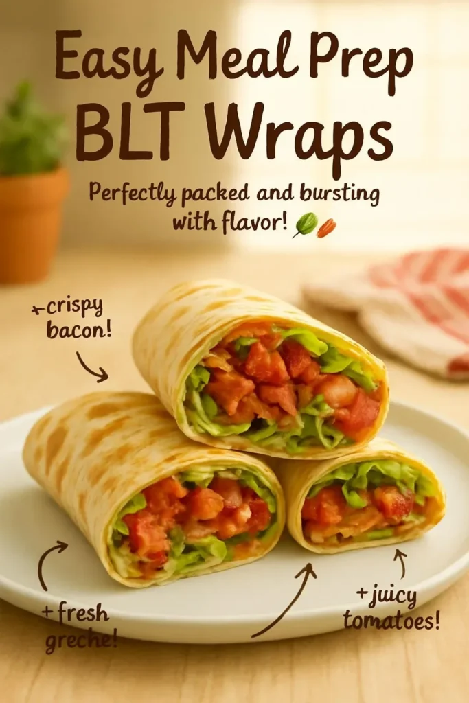 Delicious and easy meal prep BLT wraps ready to enjoy for lunch.