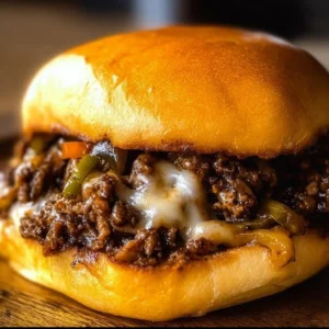 Gordon Ramsay's Philly Cheesesteak Sloppy Joes served on a plate