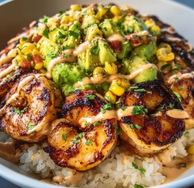 Grilled Shrimp Bowl with Avocado Corn Salsa