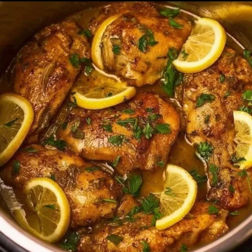 Instant Pot lemon garlic chicken cooked with fresh herbs and spices