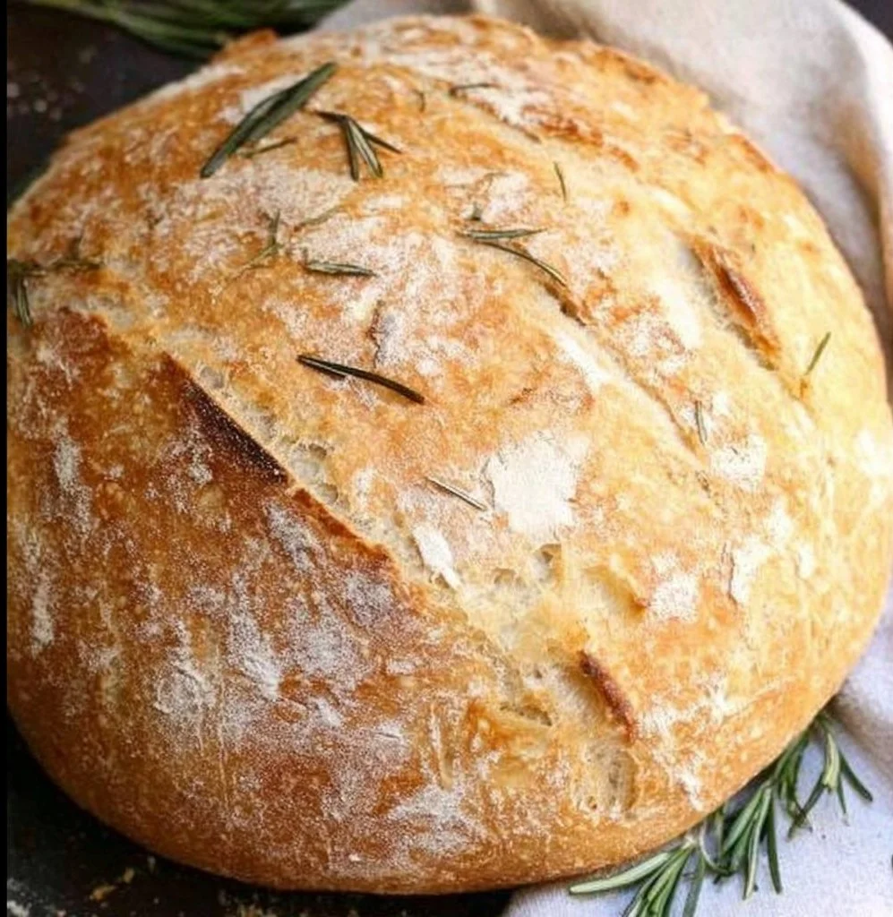 Freshly baked Instant Pot Olive Oil Rosemary No Knead Bread