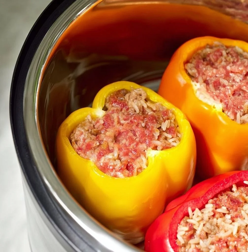 Instant Pot stuffed bell peppers filled with rice and vegetables