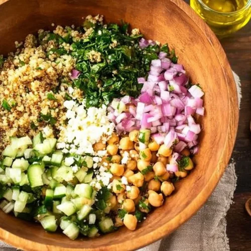 Healthy Jennifer Aniston Salad with fresh ingredients and vibrant flavors