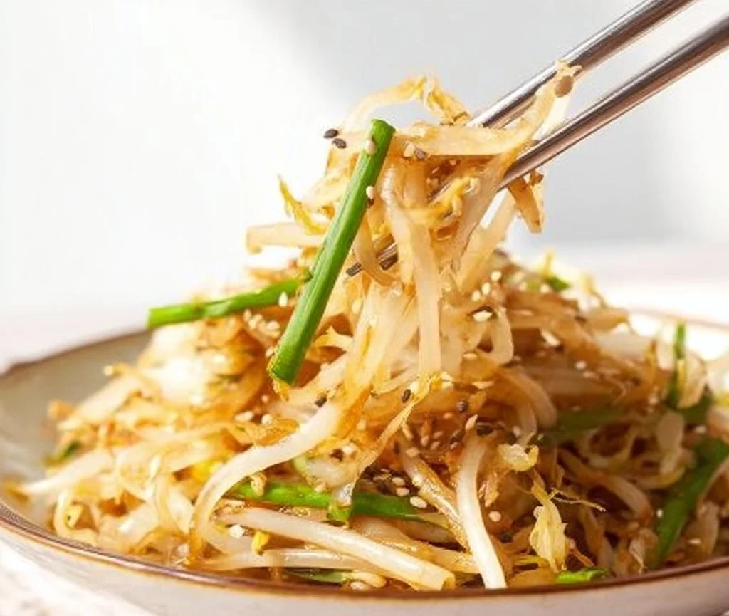 Fresh Korean Bean Sprout Salad Sukju Namul served in a bowl