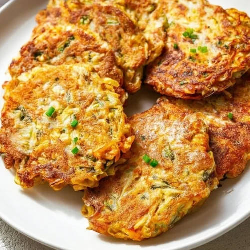 Delicious Korean tuna pancakes served on a plate with dipping sauce