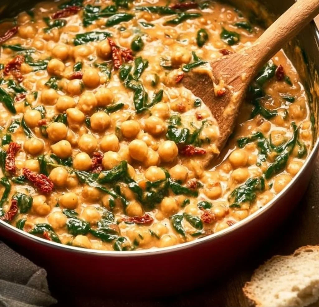 Delicious Marry Me Chickpeas dish served in a bowl, garnished and ready to eat.