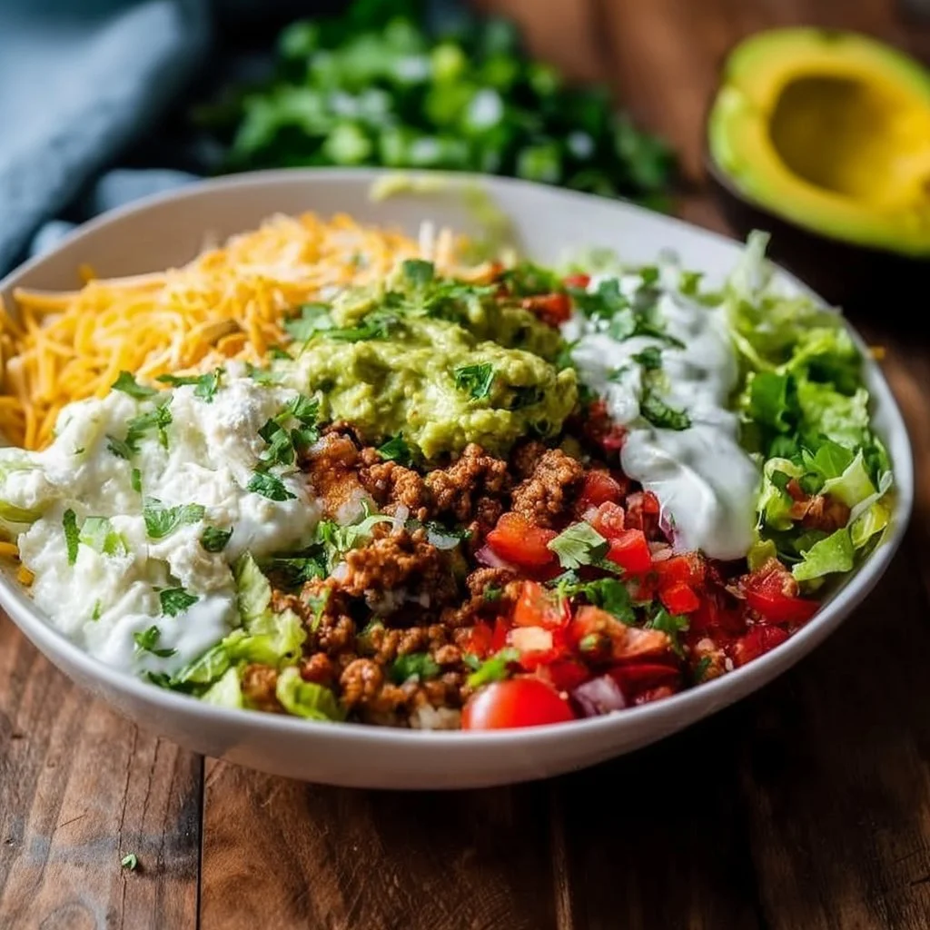 Protein-packed low carb burrito bowl with fresh ingredients and vibrant colors