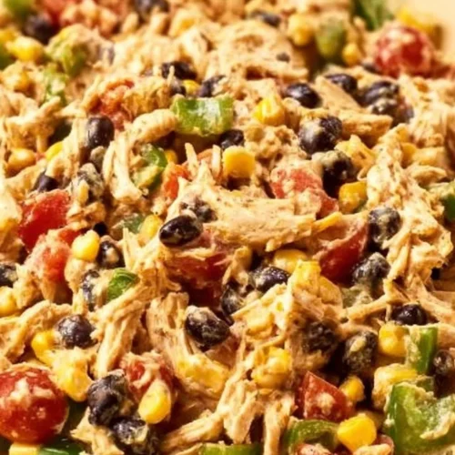 Quick Southwest Chicken Salad with grilled chicken, veggies, and dressing
