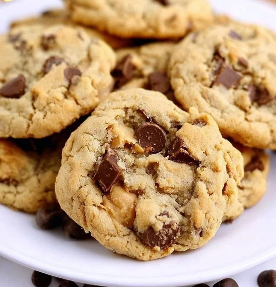 Delicious Reese's Peanut Butter Pudding Cookies on a plate