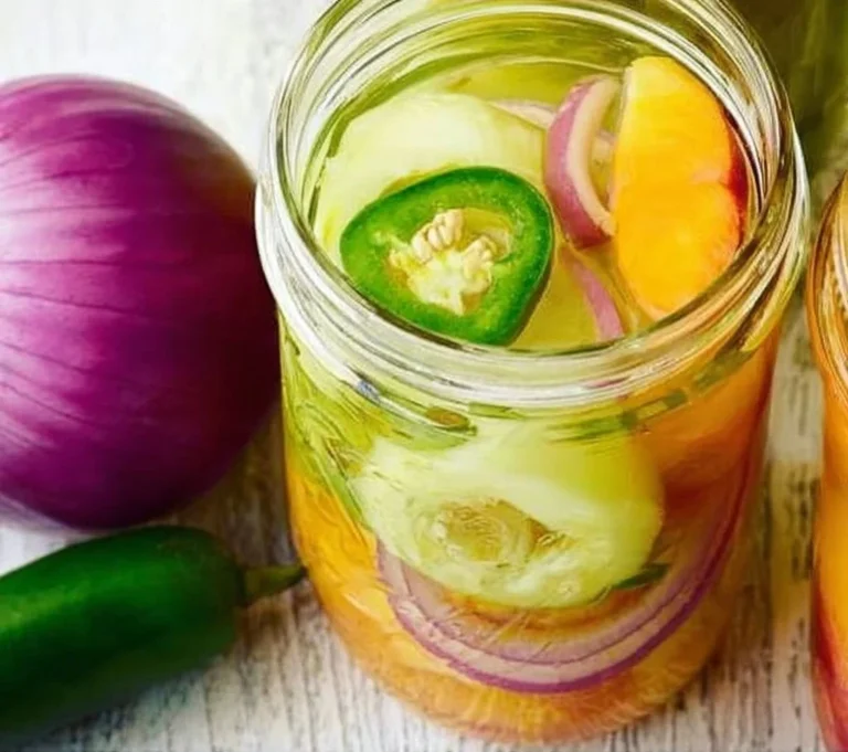 Sweet and Spicy Peach Jalapeno Pickles