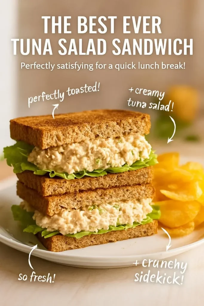 Delicious tuna salad sandwich featuring crispy lettuce and inviting flavors