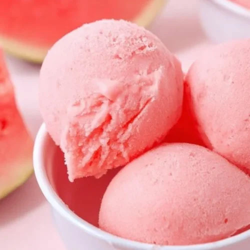 Delicious homemade watermelon sorbet made with a Ninja Creami