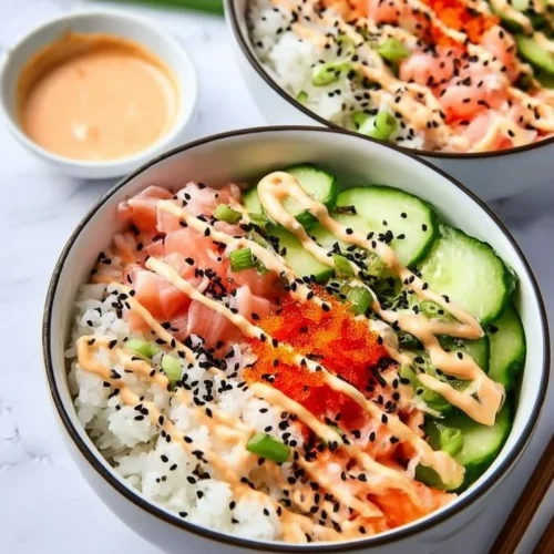 Delicious California Roll sushi bowls with fresh ingredients and vibrant presentation.