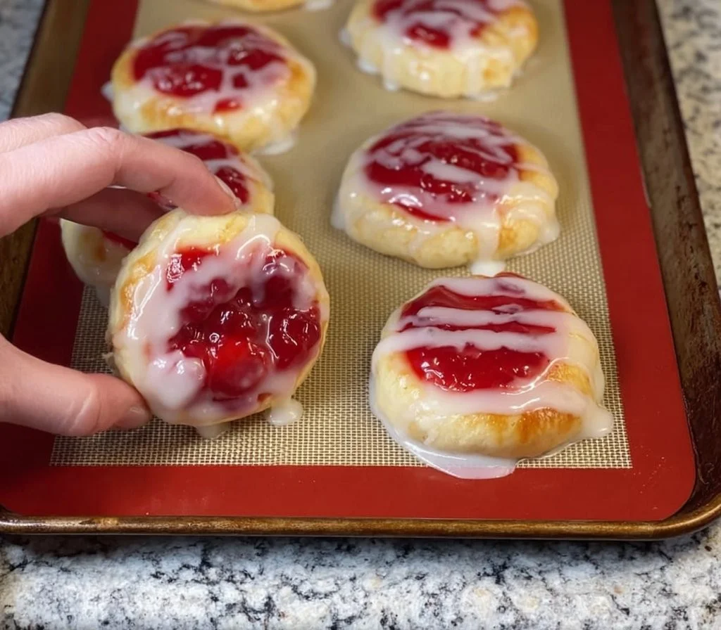 Delicious Cherry Cheesecake Danish garnished with fresh cherries