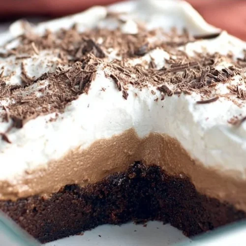 Delicious chocolate French Silk Brownies topped with creamy chocolate frosting.