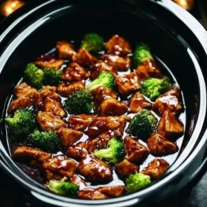Delicious crockpot teriyaki chicken served with vegetables and rice