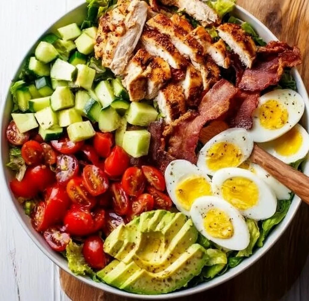 Grilled Chicken Cobb Salad with fresh ingredients and vibrant colors