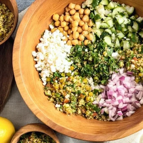 Jennifer Aniston salad recipe with fresh ingredients and vibrant colors