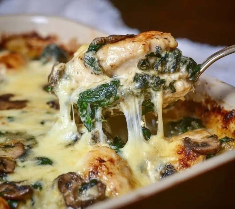 Keto Chicken Spinach Mushroom Bake