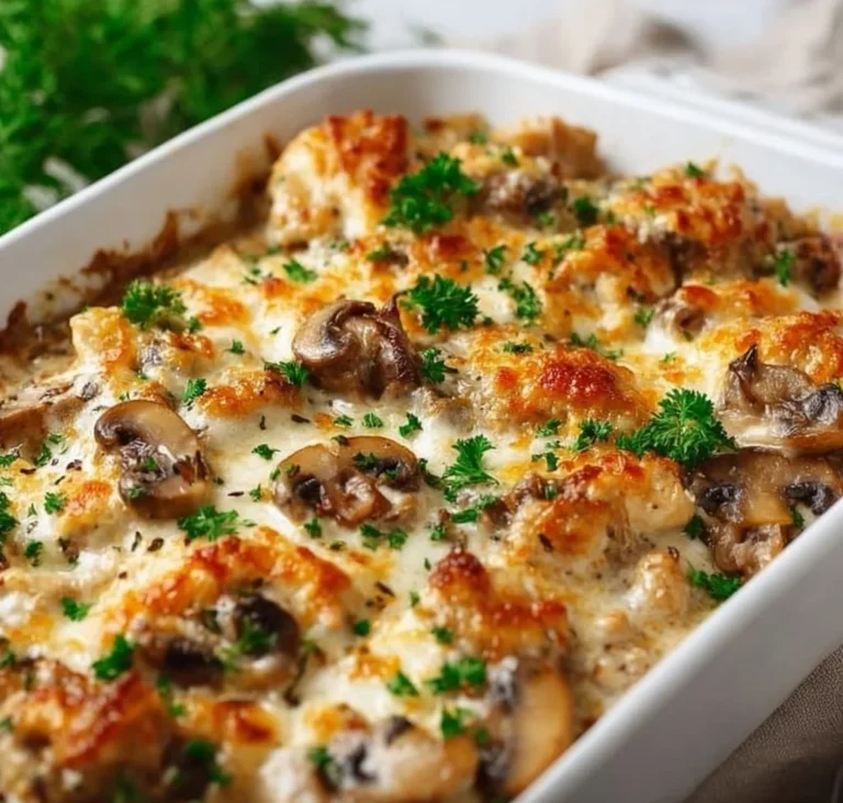 Keto Garlic Mushroom Chicken Casserole