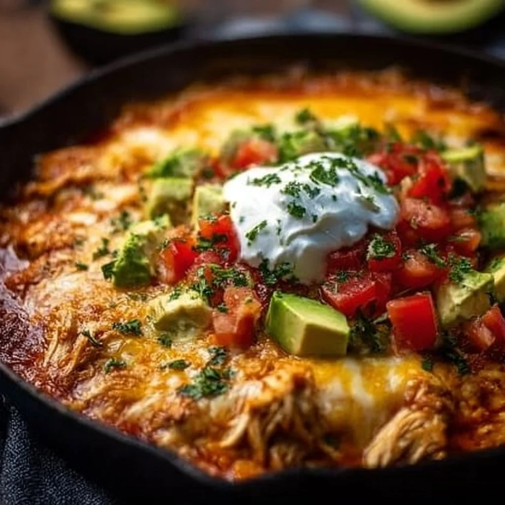 Keto Low Carb Chicken Enchilada Skillet