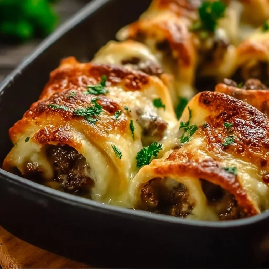 Keto Philly Cheesesteak Rolls served on a plate with melted cheese
