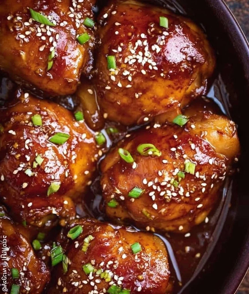 Slow Cooker Mongolian Chicken served in a bowl with rice and vegetables