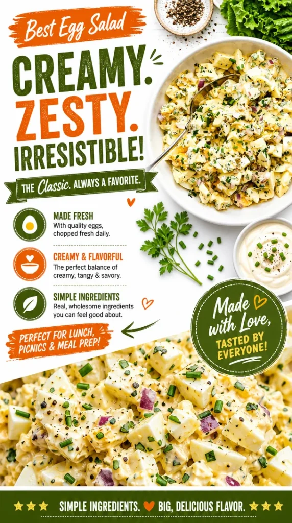 Delicious best egg salad served in a bowl, garnished with herbs