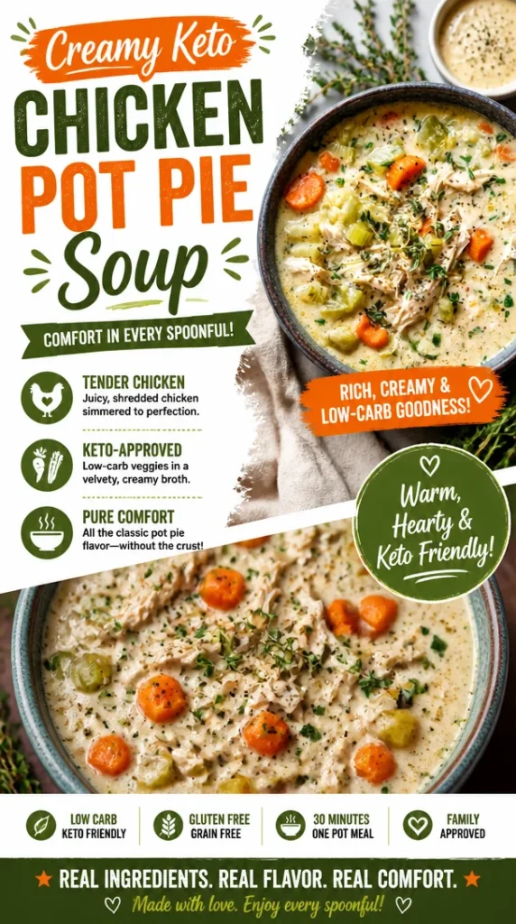 Creamy Keto Chicken Pot Pie Soup