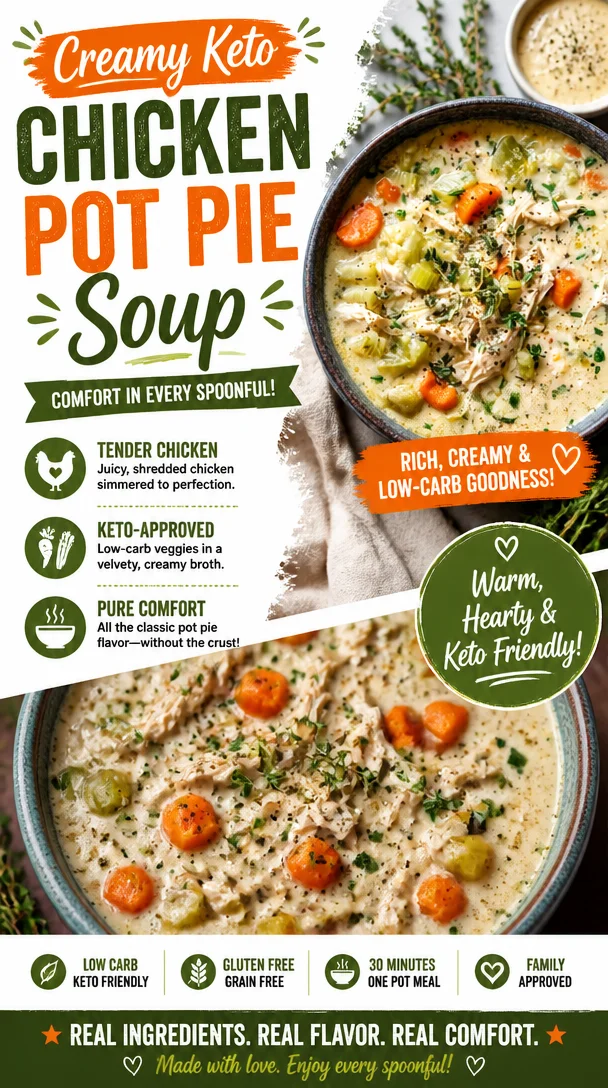 Creamy Keto Chicken Pot Pie Soup