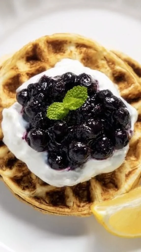 Creamy Lemon Cottage Cheese Waffles